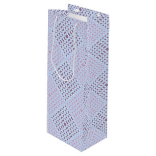 Chequered Pattern.08W LBlue BG Wine Gift Bag