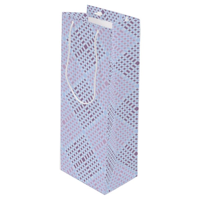 Chequered Pattern.08W LBlue BG Wine Gift Bag (Front Angled)