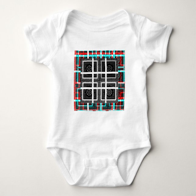 Chequered Pattern Art Print Baby Bodysuit (Front)