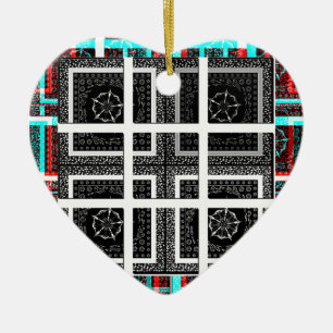 Chequered Pattern Art Print Ceramic Ornament