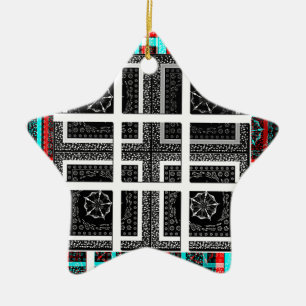 Chequered Pattern Art Print Ceramic Ornament