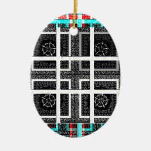 Chequered Pattern Art Print Ceramic Ornament