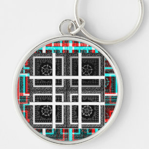Chequered Pattern Art Print Keychain