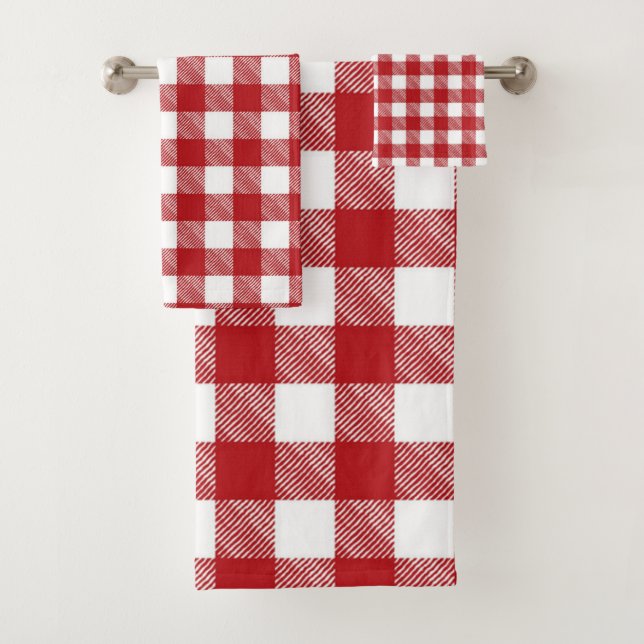 Chequered pattern bath towel set (Insitu)