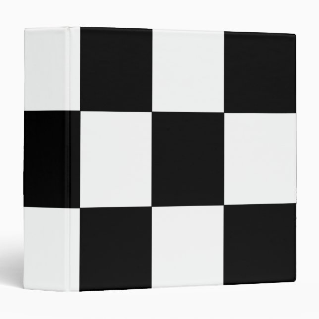 Chequered Pattern Black and White Binder (Front/Spine)