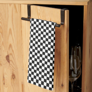 Chequered Pattern Black and White Kitchen Towel