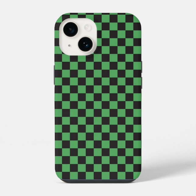 chequered pattern chequered squares chess green bl iPhone case (Back)