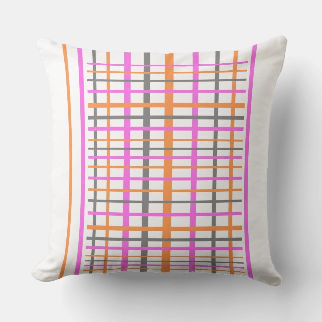 Chequered Pattern Cust. White Throw Pillow (Front)
