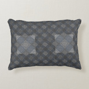 Chequered pattern diagonal 2tones.bx4x4 BLK BG Accent Pillow