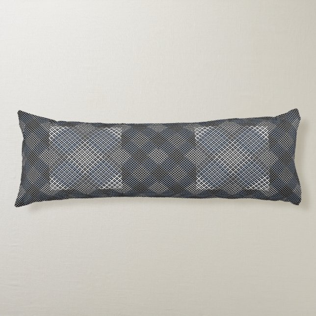 Chequered pattern diagonal 2tones.bx4x4 BLK BG Body Pillow (Front)