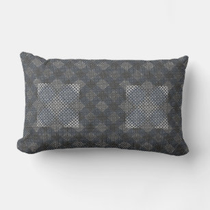 Chequered pattern diagonal 2tones.bx4x4 BLK BG Lumbar Pillow
