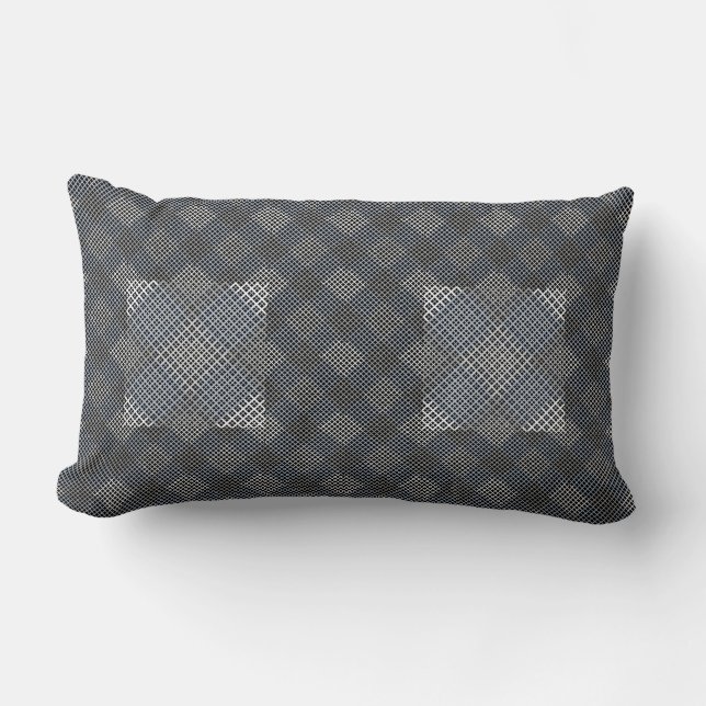 Chequered pattern diagonal 2tones.bx4x4 BLK BG Lumbar Pillow (Front)