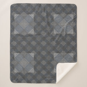 Chequered pattern diagonal 2tones.bx4x4 BLK BG Sherpa Blanket