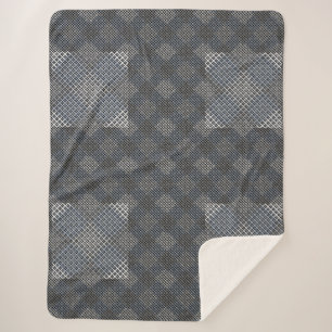 Chequered pattern diagonal 2tones.bx4x4 BLK BG Sherpa Blanket