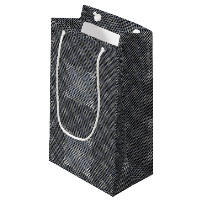 Chequered pattern diagonal 2tones.bx4x4 BLK BG Small Gift Bag (Front Angled)