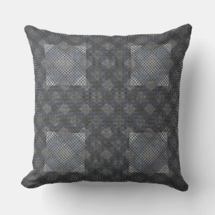 Chequered pattern diagonal 2tones.bx4x4 BLK BG Throw Pillow