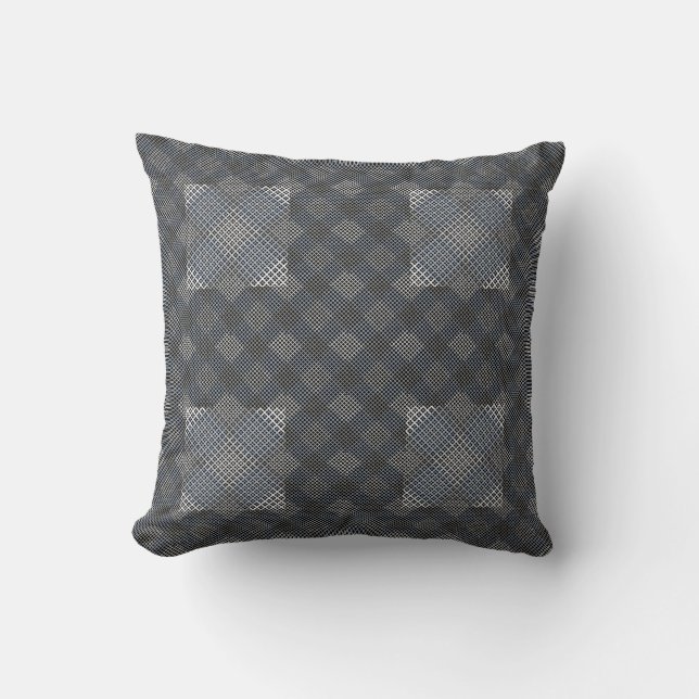 Chequered pattern diagonal 2tones.bx4x4 BLK BG Throw Pillow (Front)