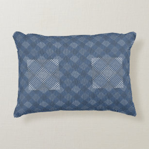 Chequered pattern diagonal 2tones.bx4x4 DBlue BG Accent Pillow