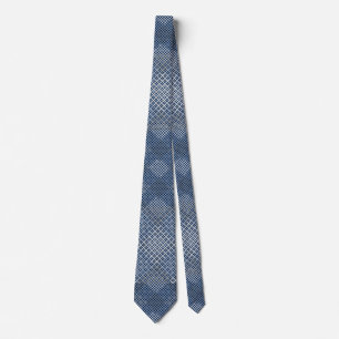 Chequered pattern diagonal 2tones.bx4x4 DBlue BG Tie