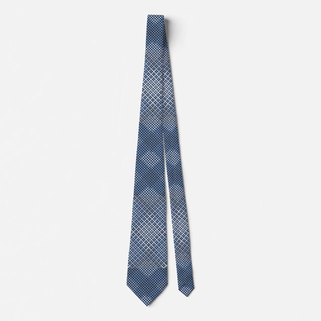 Chequered pattern diagonal 2tones.bx4x4 DBlue BG Tie (Front)