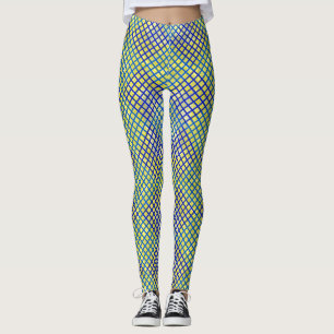 Chequered pattern diagonal Blue 02.w Byellow BG Leggings