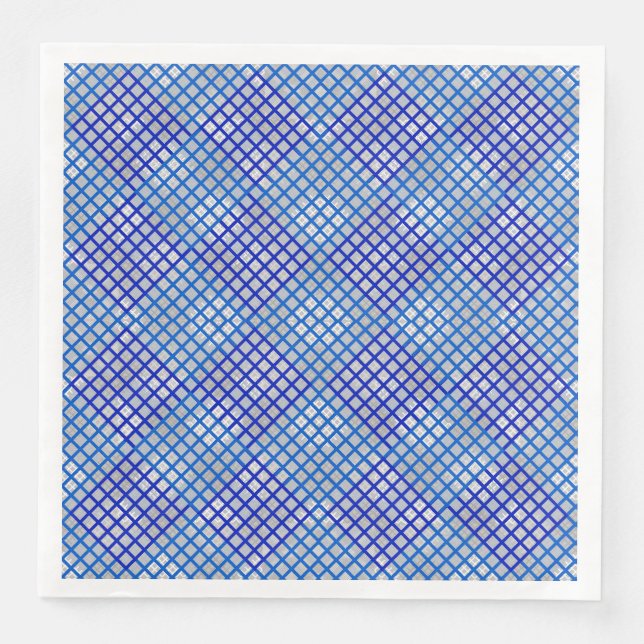 Chequered pattern diagonal Blue 02.w LGrey BG Napkin (Front)