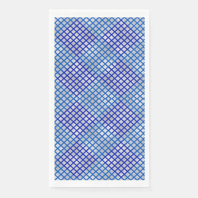 Chequered pattern diagonal Blue 02.w LGrey BG Napkin (Front)