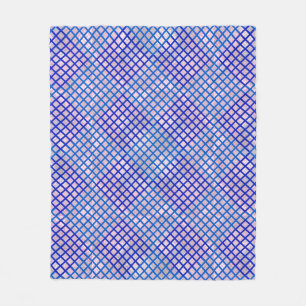 Chequered pattern diagonal Blue 02.w Lpink BG Fleece Blanket
