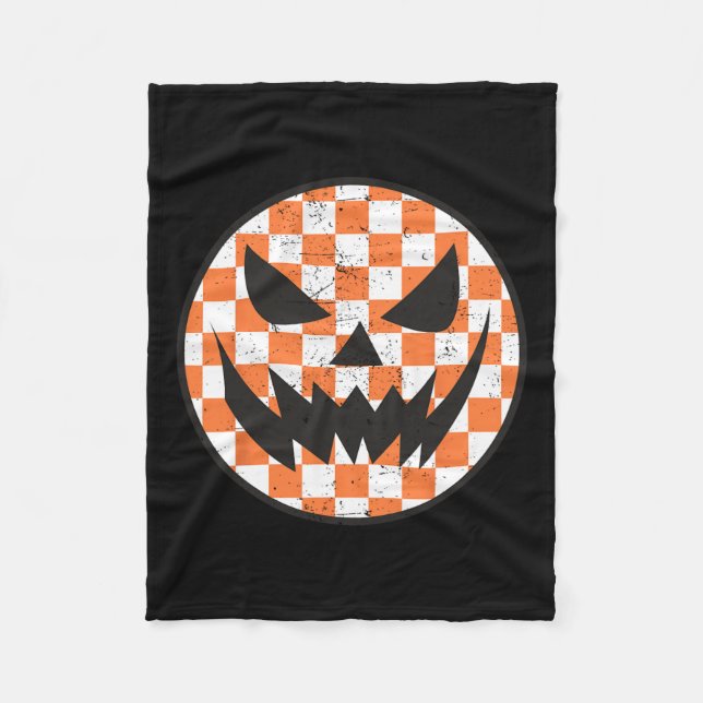 Chequered Pattern Halloween Face Trendy Kids  Fleece Blanket (Front)