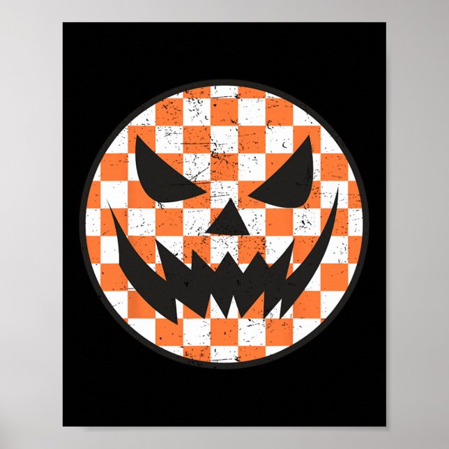 Chequered Pattern Halloween Face Trendy Kids  Poster (Front)