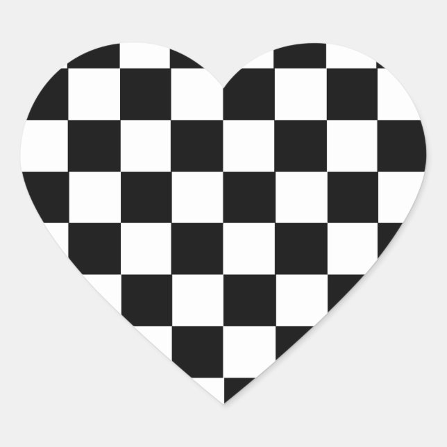 Chequered Pattern Heart Sticker (Front)