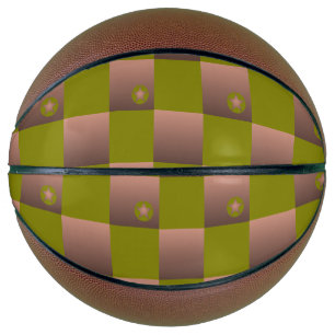 Chequered pattern in brown and olive green basketball