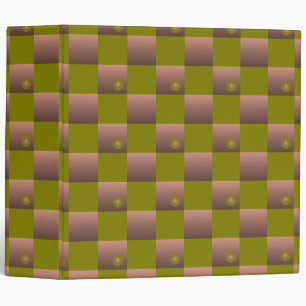 Chequered pattern in brown and olive green binder