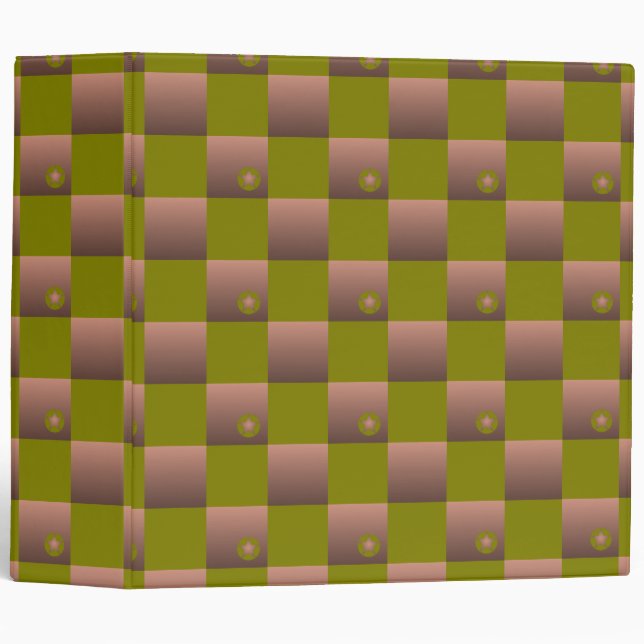 Chequered pattern in brown and olive green binder (Front/Spine)