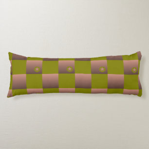 Chequered pattern in brown and olive green body pillow