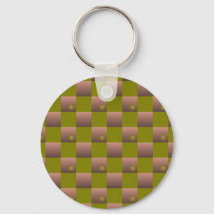 Chequered pattern in brown and olive green keychain