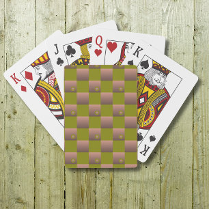 Chequered pattern in brown and olive green playing cards