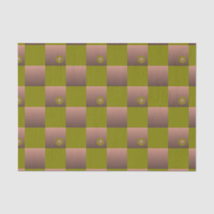 Chequered pattern in brown and olive green tissue paper
