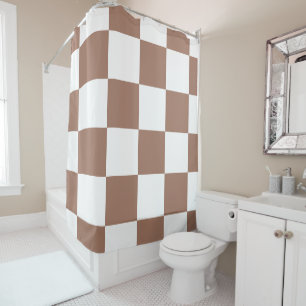 Chequered Pattern in White and Mocha Mousse