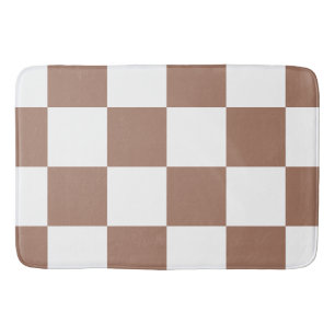 Chequered Pattern in White and Mocha Mousse Bath Mat