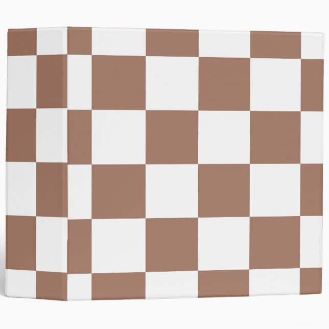 Chequered Pattern in White and Mocha Mousse Binder (Front/Spine)