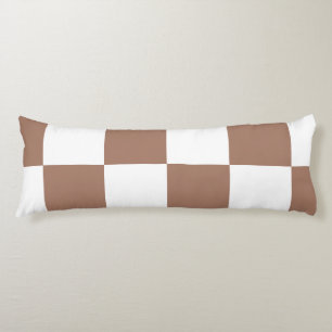Chequered Pattern in White and Mocha Mousse Body Pillow