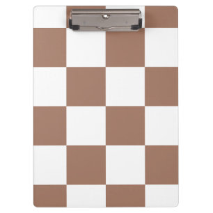 Chequered Pattern in White and Mocha Mousse Clipboard