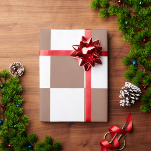 Chequered Pattern in White and Mocha Mousse Wrapping Paper