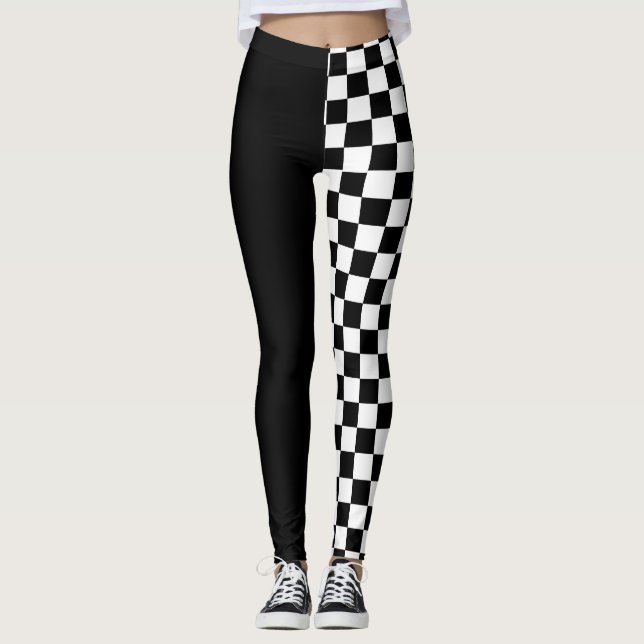 Chequered Pattern Leggings -Racing- Sport-women (Front)