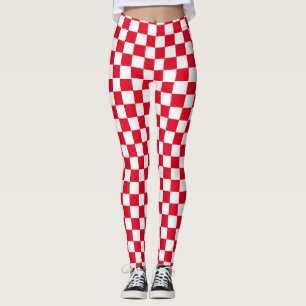 Chequered Pattern Leggings -Racing- Sport-women