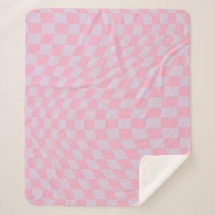 Chequered Pattern Lilac Pink Check Chequerboard Sherpa Blanket