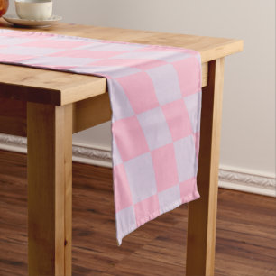 Chequered Pattern Lilac Pink Check Chequerboard Short Table Runner