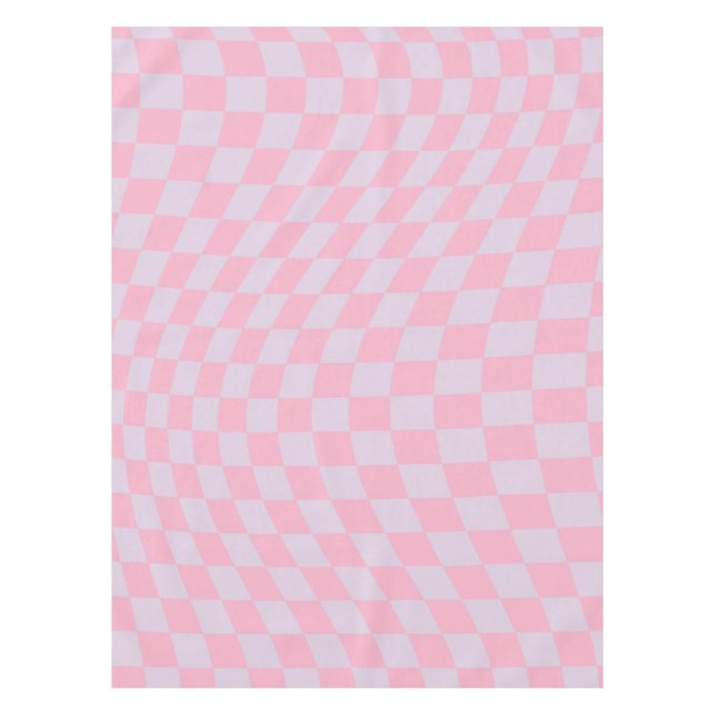 Chequered Pattern Lilac Pink Check Chequerboard Tablecloth (Front)