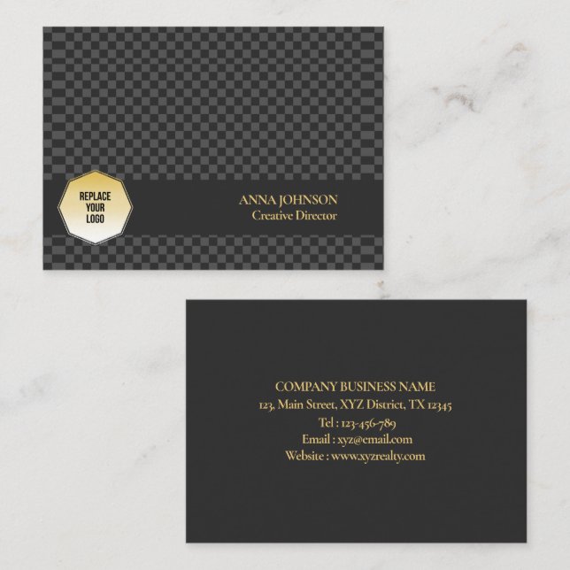 Chequered Pattern Personalized Name Business Card (Front/Back)
